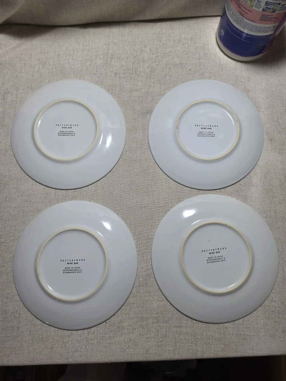 Vintage Pottery Barn Wine Bar Appetizer Plates, Set of 4 French & Italian Wine